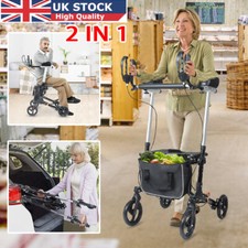Upright Mobility Walker Folding Lightweight Rollator Walker 4 Wheel Walking Aid