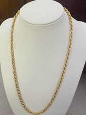 Lovely Thick Yellow Gold Rope twist Chain Necklace 50cm 5mm 7.3g 