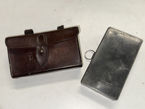Antique leather cased slver - leather,
