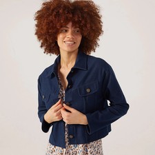 Kim & Co Deluxe Denim Knit Jacket Buttons 2XL Blue QVC BNWT