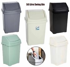 50L Swing Waste Bin Compact Plastic Flip-Top Lid Cover General Trash Holder Home