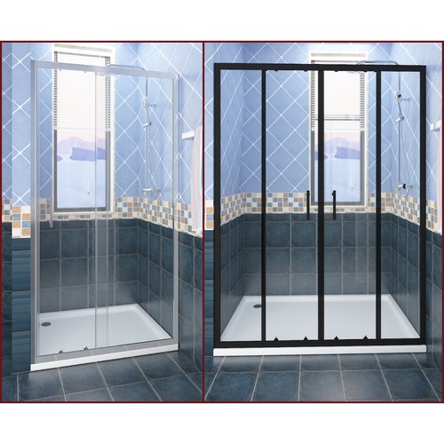 Chrome black sliding shower - chrome/black,