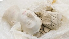 ANCIENT GANDHARA TERRACOTTA STATUE FRAGMENT HEAD OF A BUDDHA DAMAGED