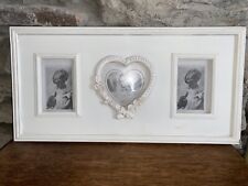 Triple Photo Frame Ivory Shabby Chic Trio Multi Aperture Loveheart Heart Ornate