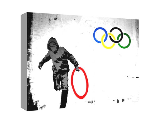 Banksy olympic rings canvas - olympic,