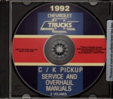 CHEVROLET 1992 Pick Up Truck, Blazer & Suburban Shop & Overhaul Manual CD