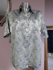 *ORIENTAL DRAGON* green Button Front Pyjama Top Shiny  silky Ornate Floral