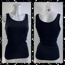 Ex M&S Cotton Rich 2 Pack Body Vest With Secret Support In Black Size 6-22