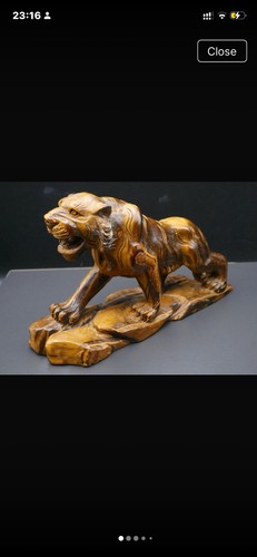 Hand carved tiger statue made - tiger,