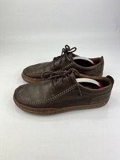 Clarks Men's Brown Leather Lace-Up Casual Shoes UK 10 Stiched Moccasin Style