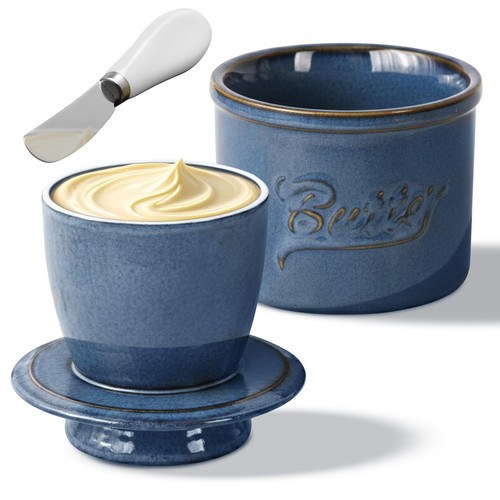 French butter crock with - crock,
