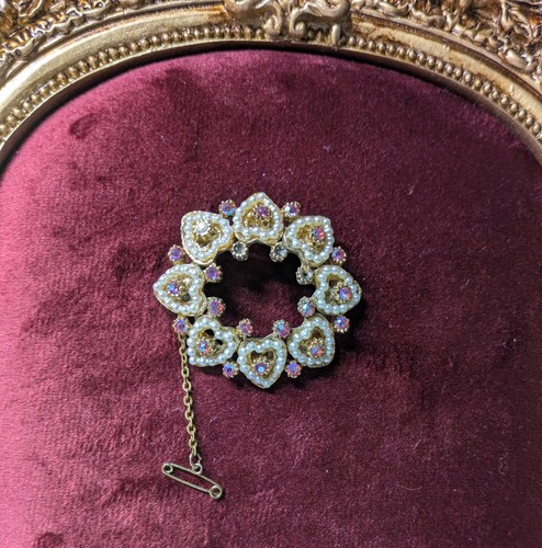 Vtg gold tone faux - vtg,