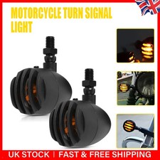 Black LED Bullet Turn Signals Indicator Lights Amber For Bobber Chopper Cruiser