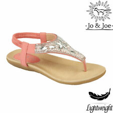 Ladies Flat Low Wedge Sandals Women Summer Beach Fashion Strappy Diamante Shoes