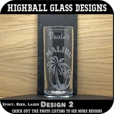 Personalised Engraved HIGHBALL SPIRIT Mixer GLASS Gift Boxed