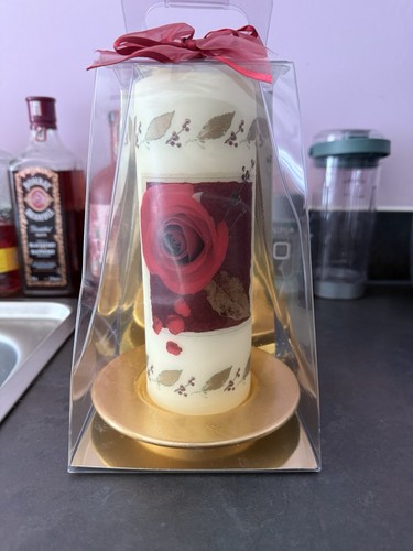 Decorative pillar candle white - decorative,