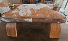 Large Vintage MCM COWHIDE Footstool 26x13x13 Leather Super Cool!