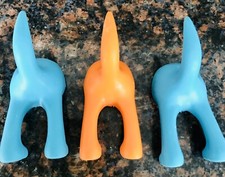 3 x IKEA BASTIS Dog Tail Safe Rubber  Wall Lead Hooks Turquoise &orange