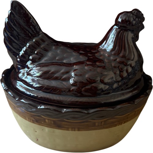 Vintage ceramic hen covered - vintage,