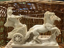 A. Santini Italy Vintage Roman Soldier Chariot Statue Figurine – 22 cm x 14 cm –