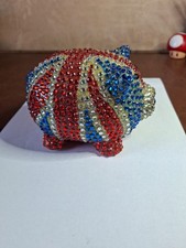 Plastic Jewelled Union Jack Pig Piggy Bank 4 Inch Tall