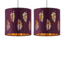 Set of 2 Burgundy Leaf Cut Out 15cm Table Lamp Shade Lightshades
