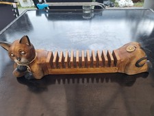 Wooden Cat 12 CD Storage Rack 21"long 6" High In Good Used Condition