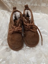 UGG  Suede Brown Ankle Lace Up Boys Boots Size UK 8 KIDS