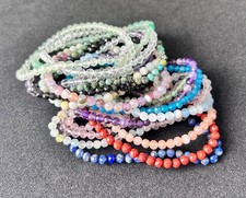 UK SELLER! 4mm Faceted Natural Gemstone beads Bracelet Healing Energising Stone