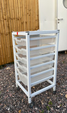 Gratnells Medical Compact Single Trolley  4 Shallow & 1 Deep Antimicrobial Trays