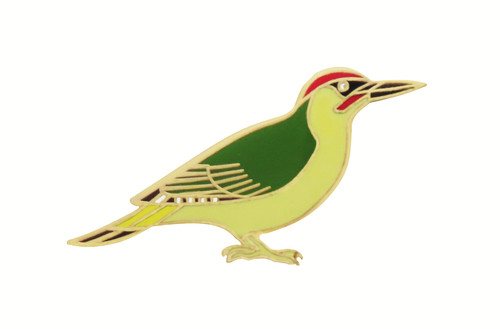 Green woodpecker pin badge - woodpecker,