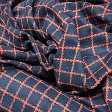 Navy Wool Blend Fabric ORANGE