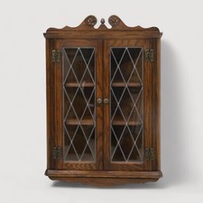 Old Charm Oak Hanging Corner Display Cabinet in Light Oak #1914 FREE UK Delivery