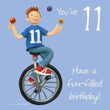 11th male birthday card fun - male,