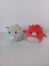 2 X Squishmallows Flip A Mallows Dragonfruit/Dragon,Frappe/Cinnamon Bun 5" Plush