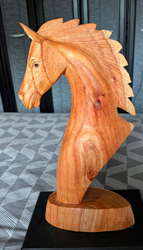 Carved wooden horse head - carved,