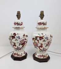 Pair of Masons Mandalay Red Table Lamp Bases Hexagonal  Large Height: 15in /38cm