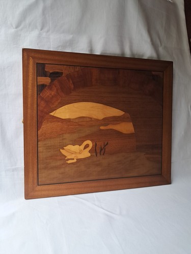 Vintage wood inlay picture - vintage,