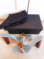 Gucci Beige Light BLue Horsebit Heels Court Shoes Size UK 6.5 EU 39.5 US 9.5