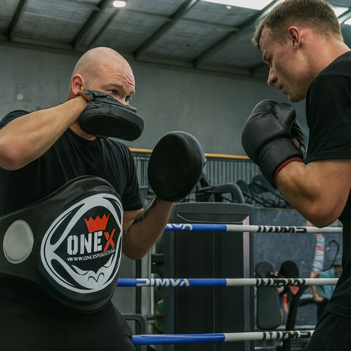 Belly pad kick - pad, strike