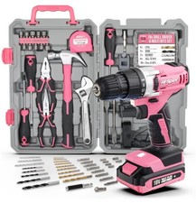 Cordless Drill 18V Pink Power Driver & 81pc DIY Tool Kit Set Hi-Spec RRP £84.99
