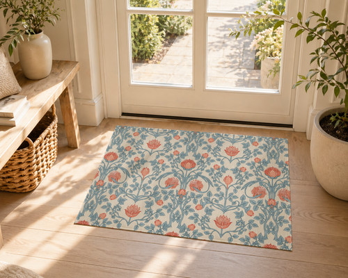 Floral front door rug entryway - floral,