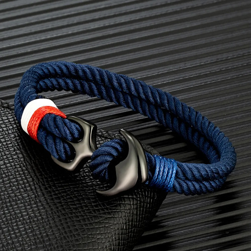 Mens anchor bracelet - mens, double