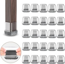 24Pcs Silicone Chair Leg Floor Protectors Transparent Furniture Leg Caps