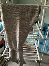 New Look Knitted Mermaid Tail Blanket Grey Adults RRP £28, approx 135cm long