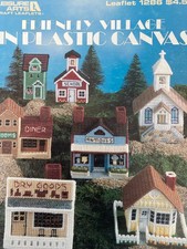 Leisure Arts Leaflet 1286 Friendly Village in Plastic Canvas School Church Shop