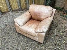 Vintage Tan brown leather lounge armchair barbers man cave