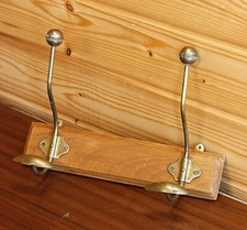 VINTAGE 30cm Wooden Coat Hooks - Distressed French Mid Century Antique Hat Stand