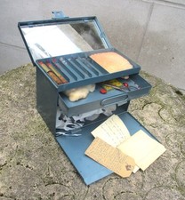 Original Vintage Metal Theatre Stage Actor's Make-up Box / Tin & Some Contents.