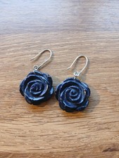 Lola Rose Flower Drop Semi Precious Earrings In Glittering Navy